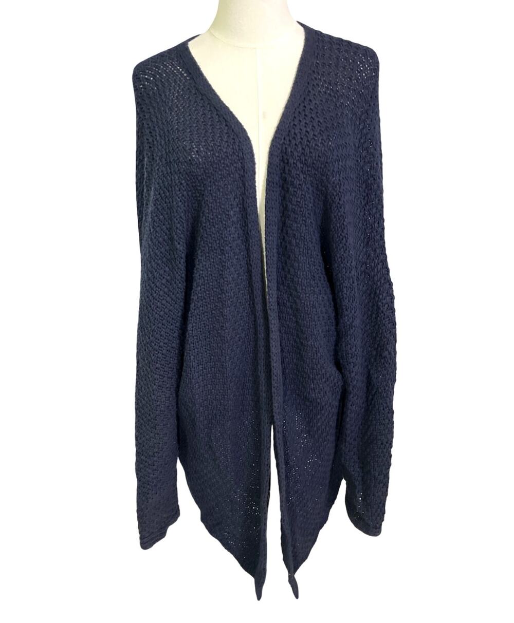 Brandy Melville Navy Open Knit Open Long Cardigan Cotton Blend One Size